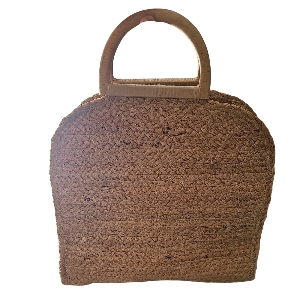 Shiraleah Chicago Jute‎ Straw Tote Bag D-Ring Handles Natural Woven